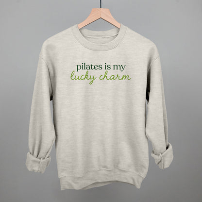 Pilates Is My Lucky Charm St. Patrick's Day graphic crewneck sweatshirt in Oatmeal