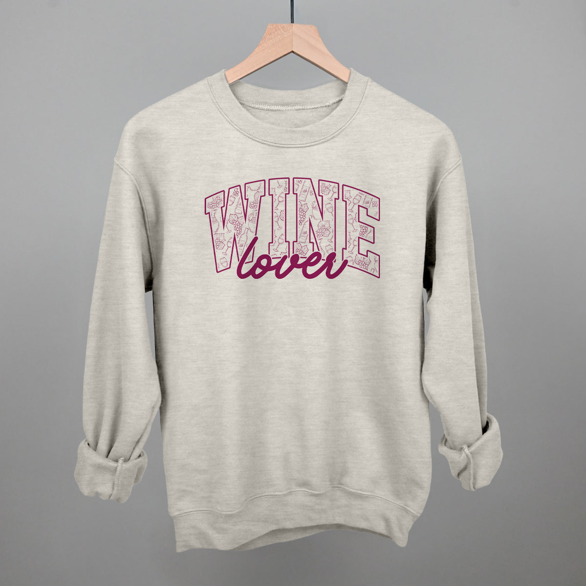 Wine Lover graphic crewneck sweatshirt in Oatmeal