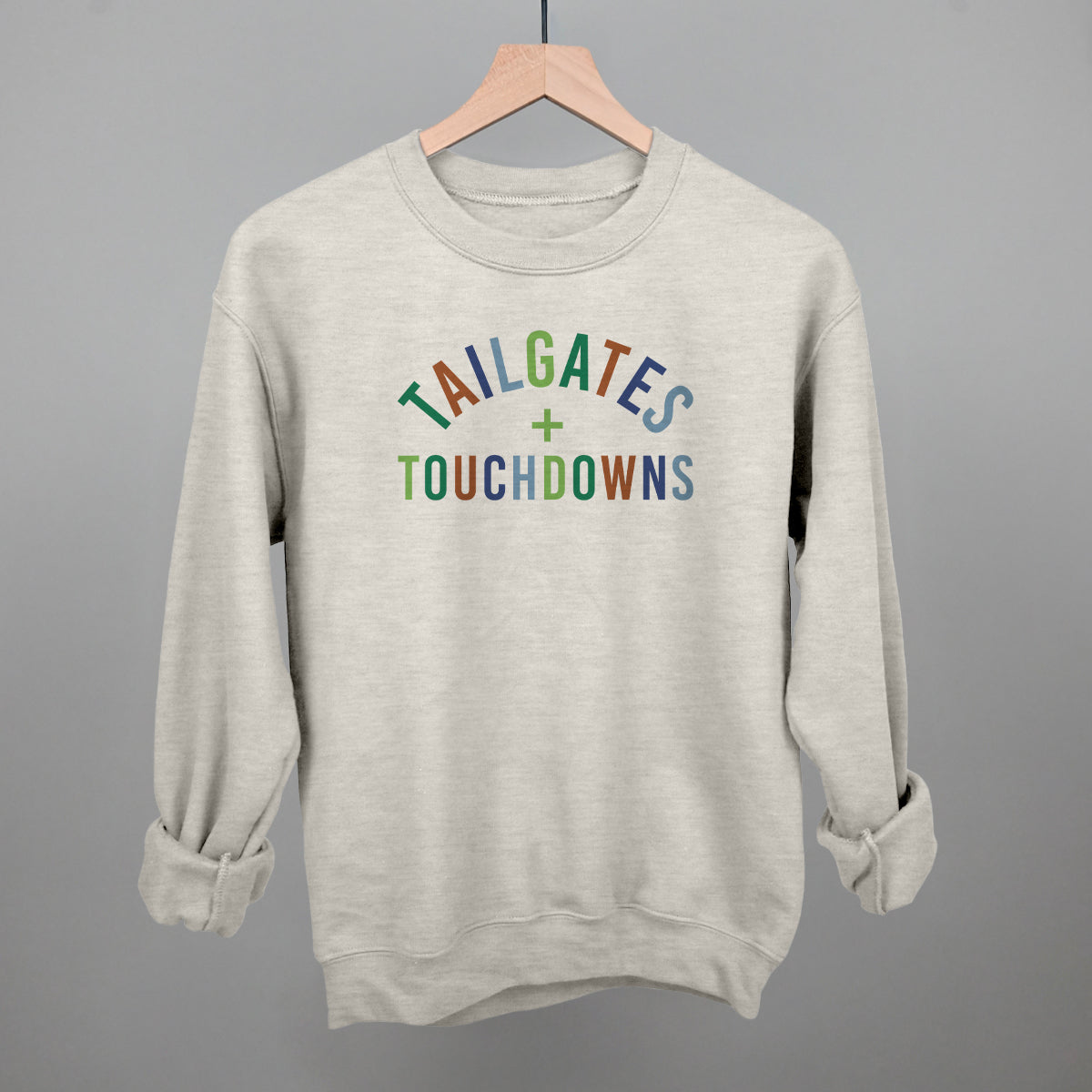 Tailgates and Touchdowns Football graphic crewneck sweatshirt in Oatmeal