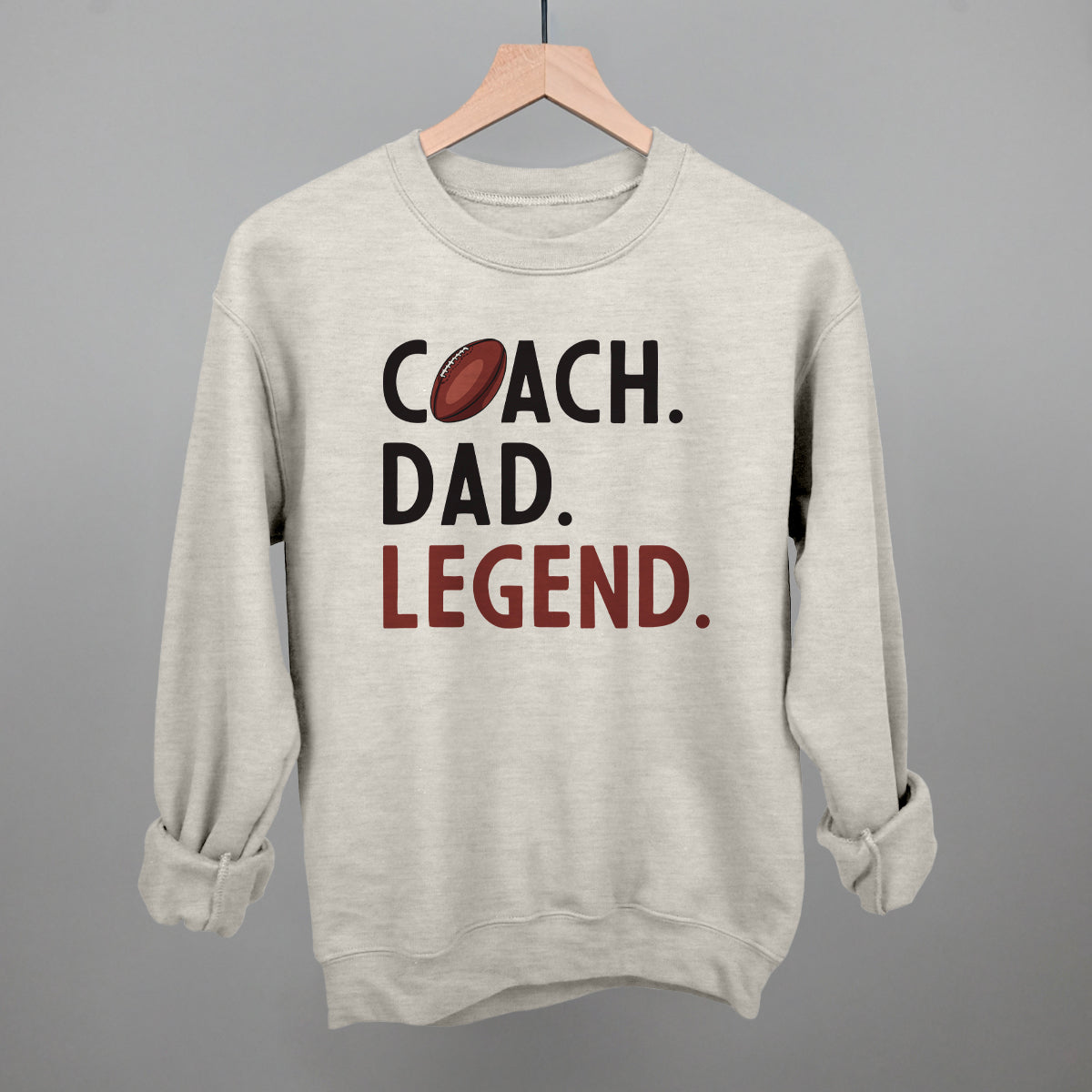 Coach Dad Legend Football graphic crewneck sweatshirt in Oatmeal