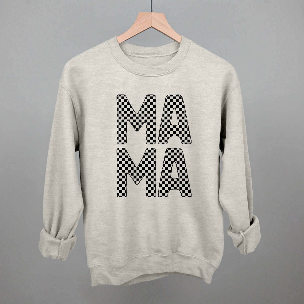 Mama Stacked Checkered Funny Sweatshirt in Oatmeal – Ivy + Cloth