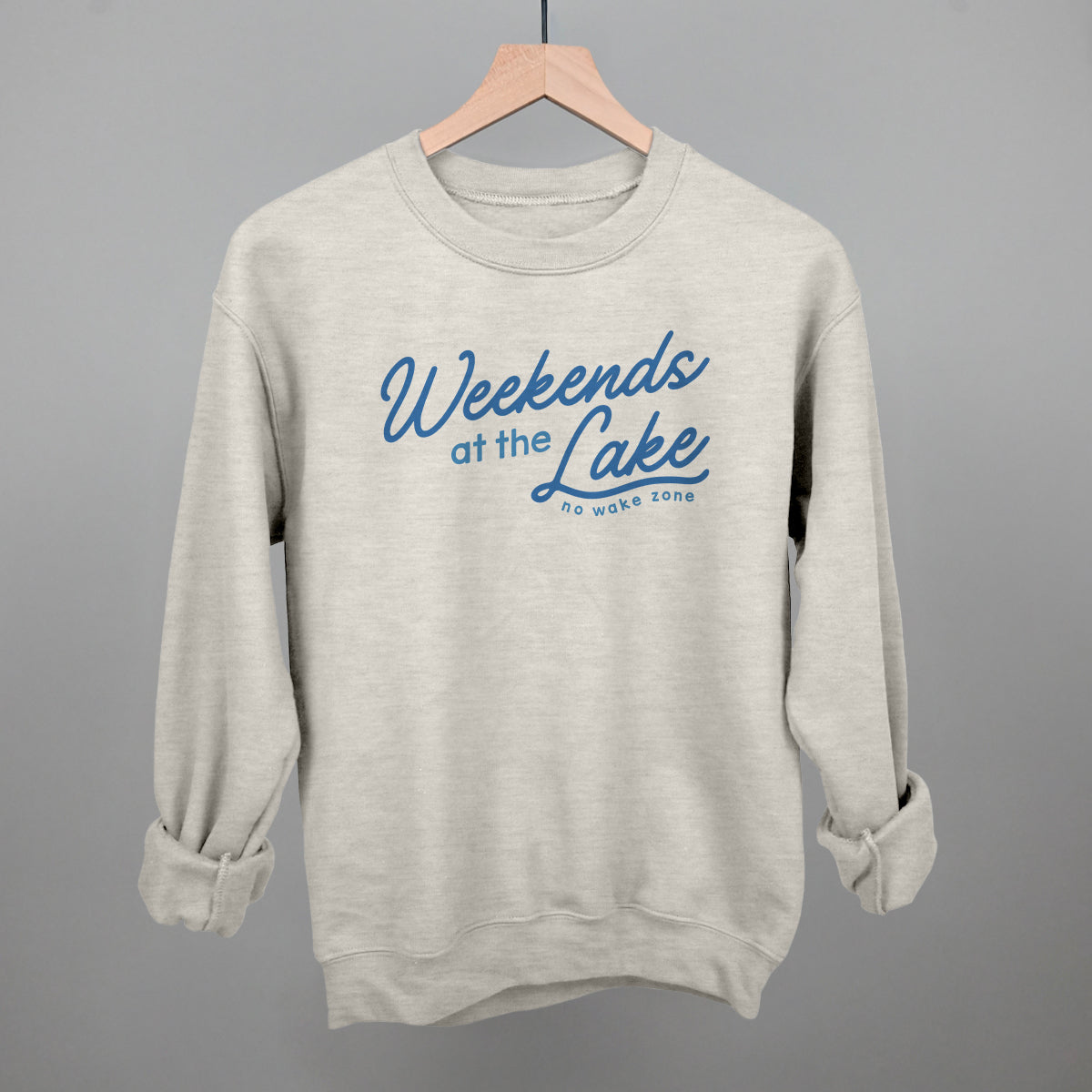 Weekends At The Lake Blue Funny Sweatshirt in Oatmeal – Ivy + Cloth