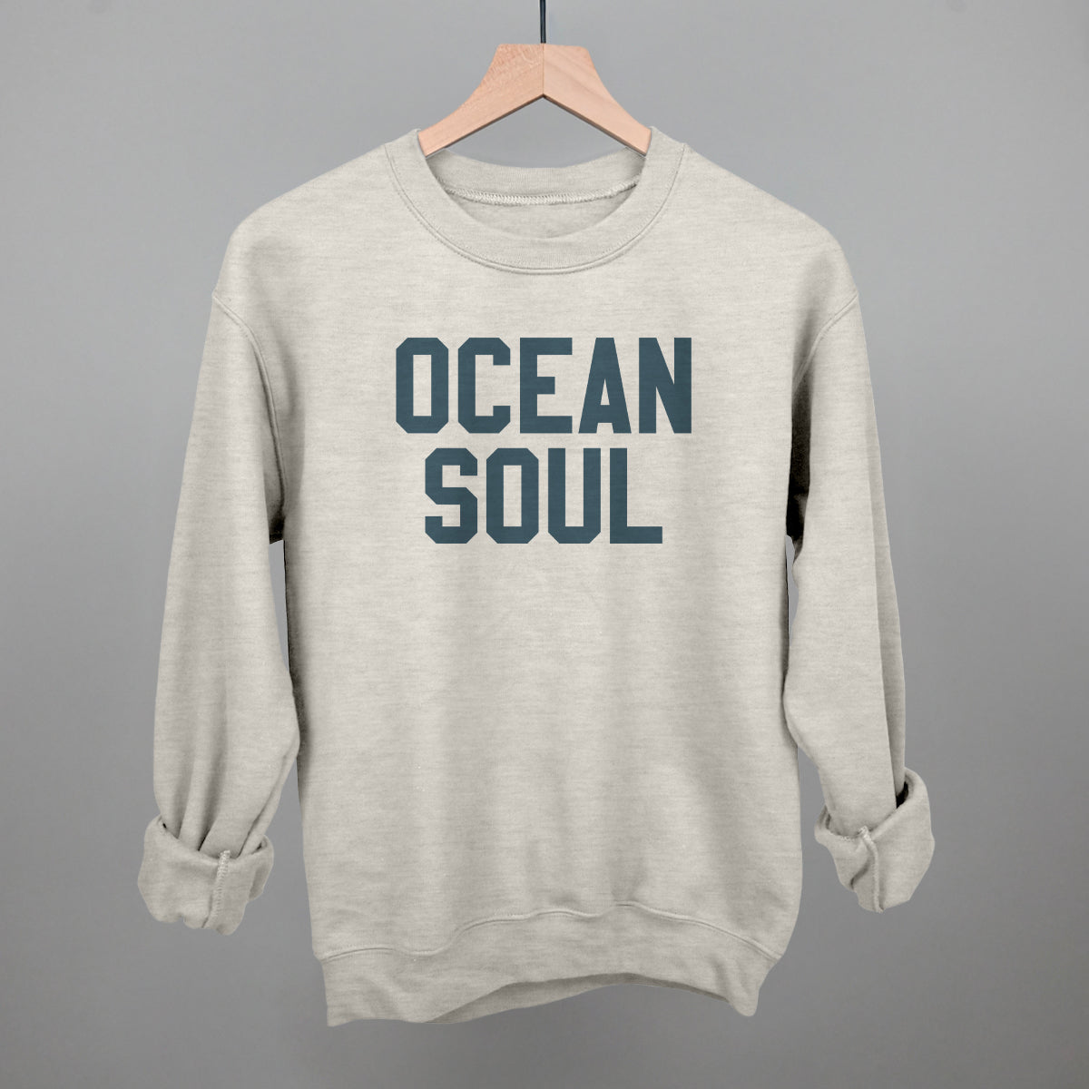 Ocean Soul Beach graphic crewneck sweatshirt in Oatmeal