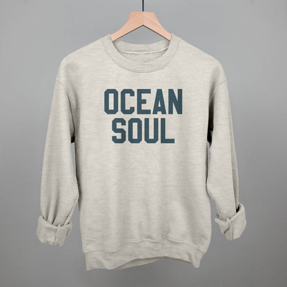 Ocean Soul Beach graphic crewneck sweatshirt in Oatmeal