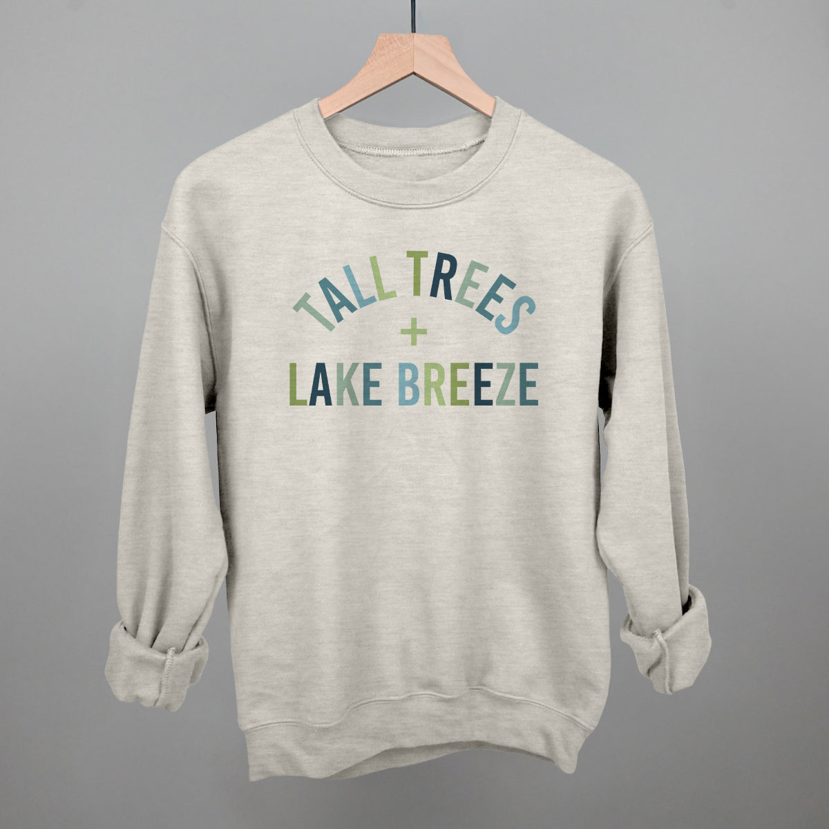 Tall Trees + Lake Breeze graphic crewneck sweatshirt in Oatmeal