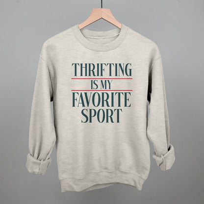 Thrifting Is My Favorite Sport graphic crewneck sweatshirt in Oatmeal