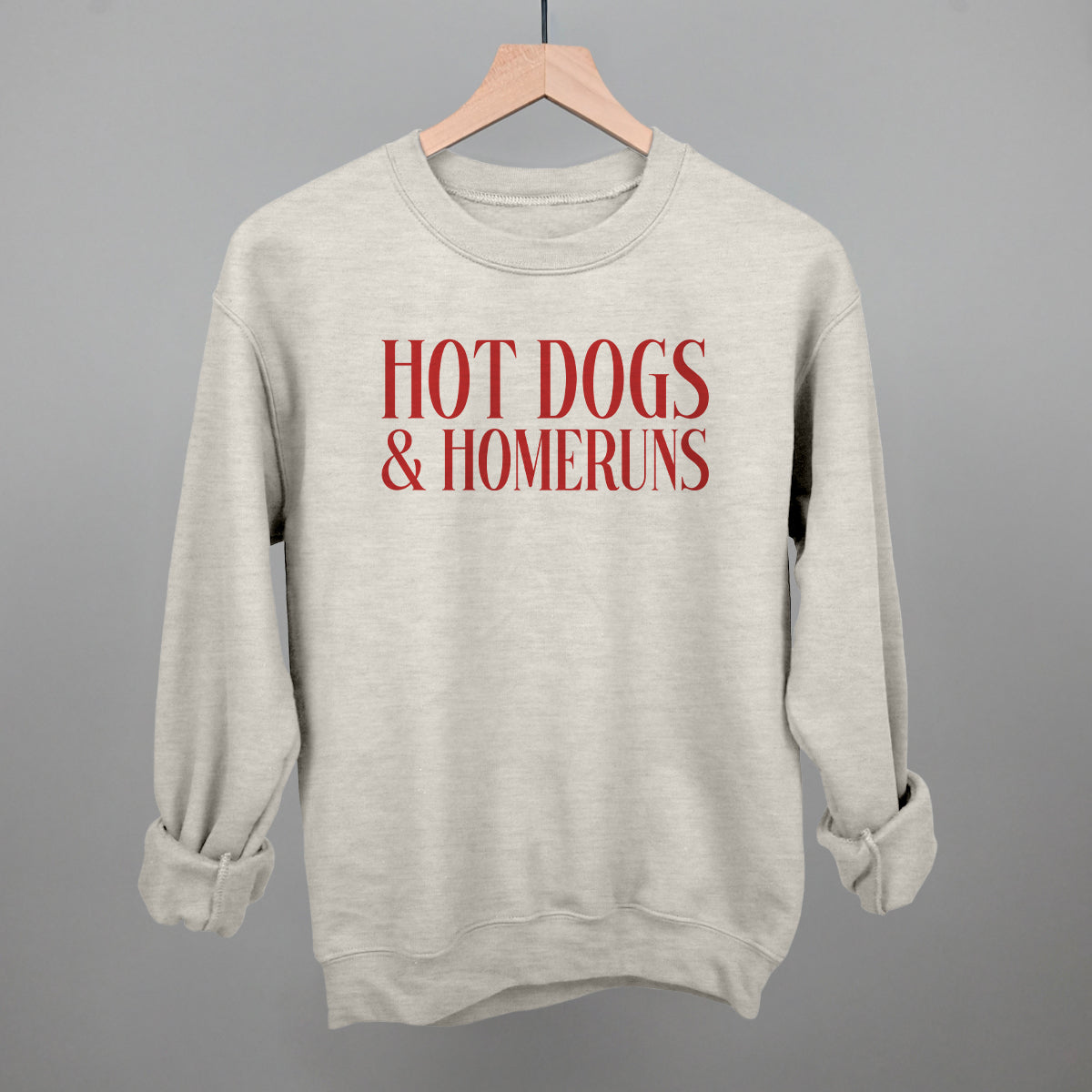 Hot Dogs & Homeruns Baseball graphic crewneck sweatshirt in Oatmeal