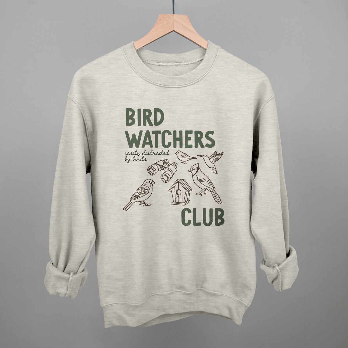 Birdwatchers Club graphic crewneck sweatshirt in Oatmeal