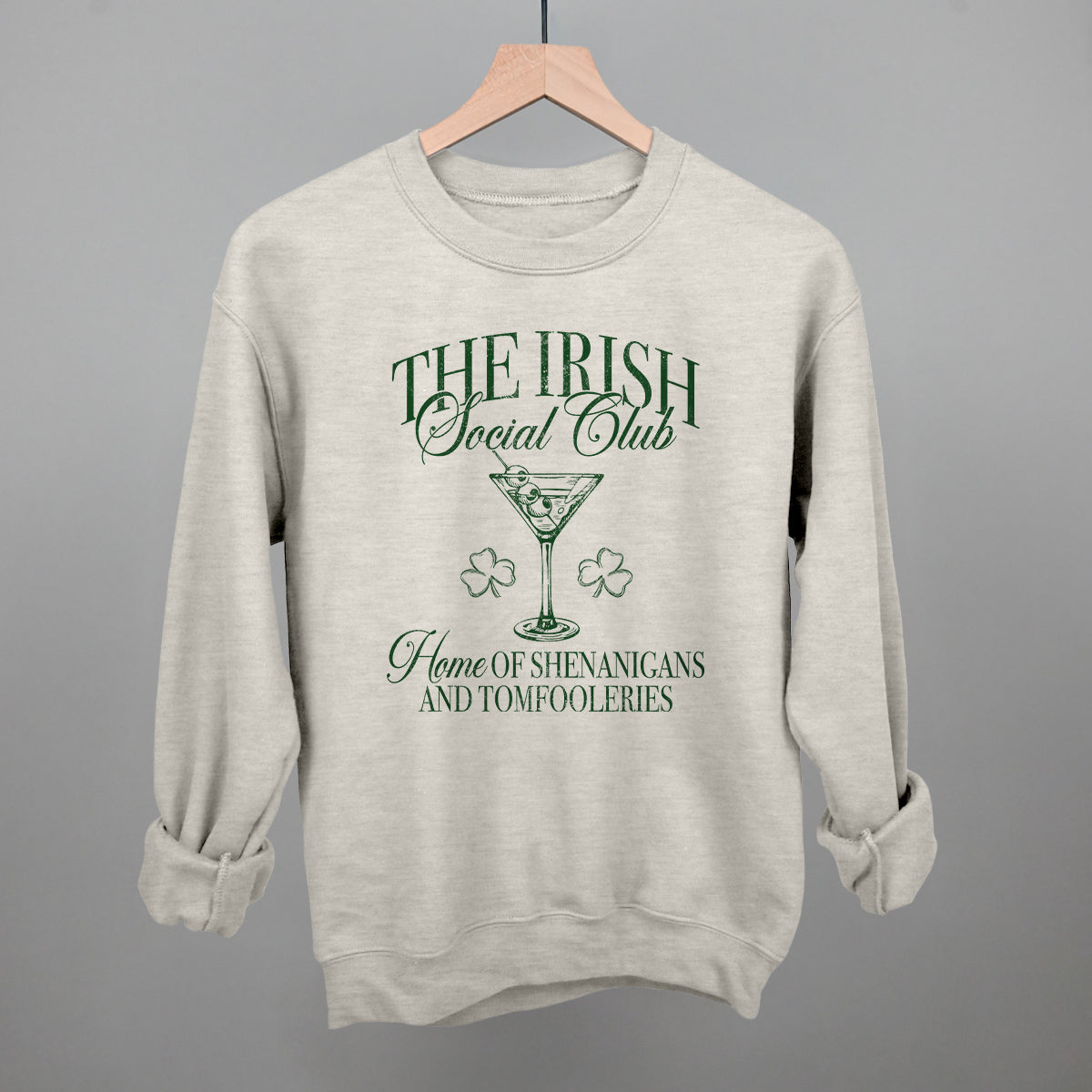 The Irish Social Club St. Patrick's Day graphic crewneck sweatshirt in Oatmeal