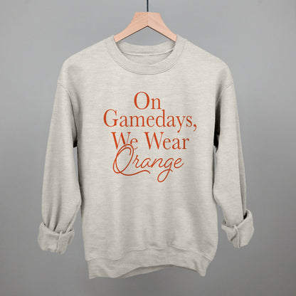 On Game Days We Wear Orange Football graphic crewneck sweatshirt in Oatmeal