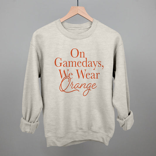 On Game Days We Wear Orange Football graphic crewneck sweatshirt in Oatmeal