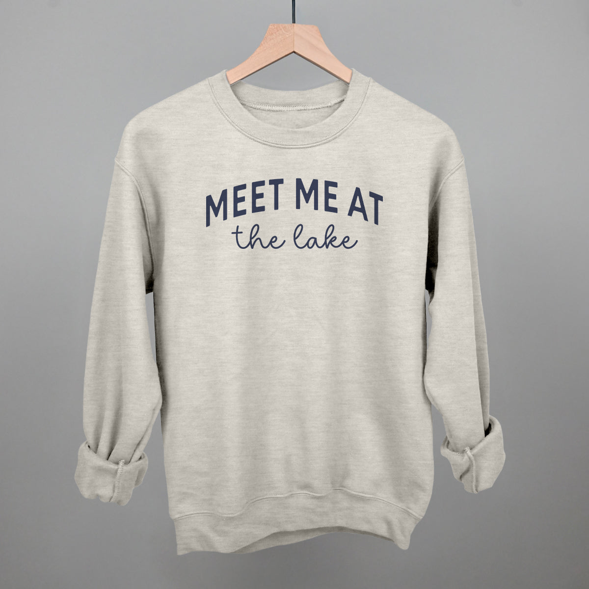 Meet Me At The Lake graphic crewneck sweatshirt in Oatmeal