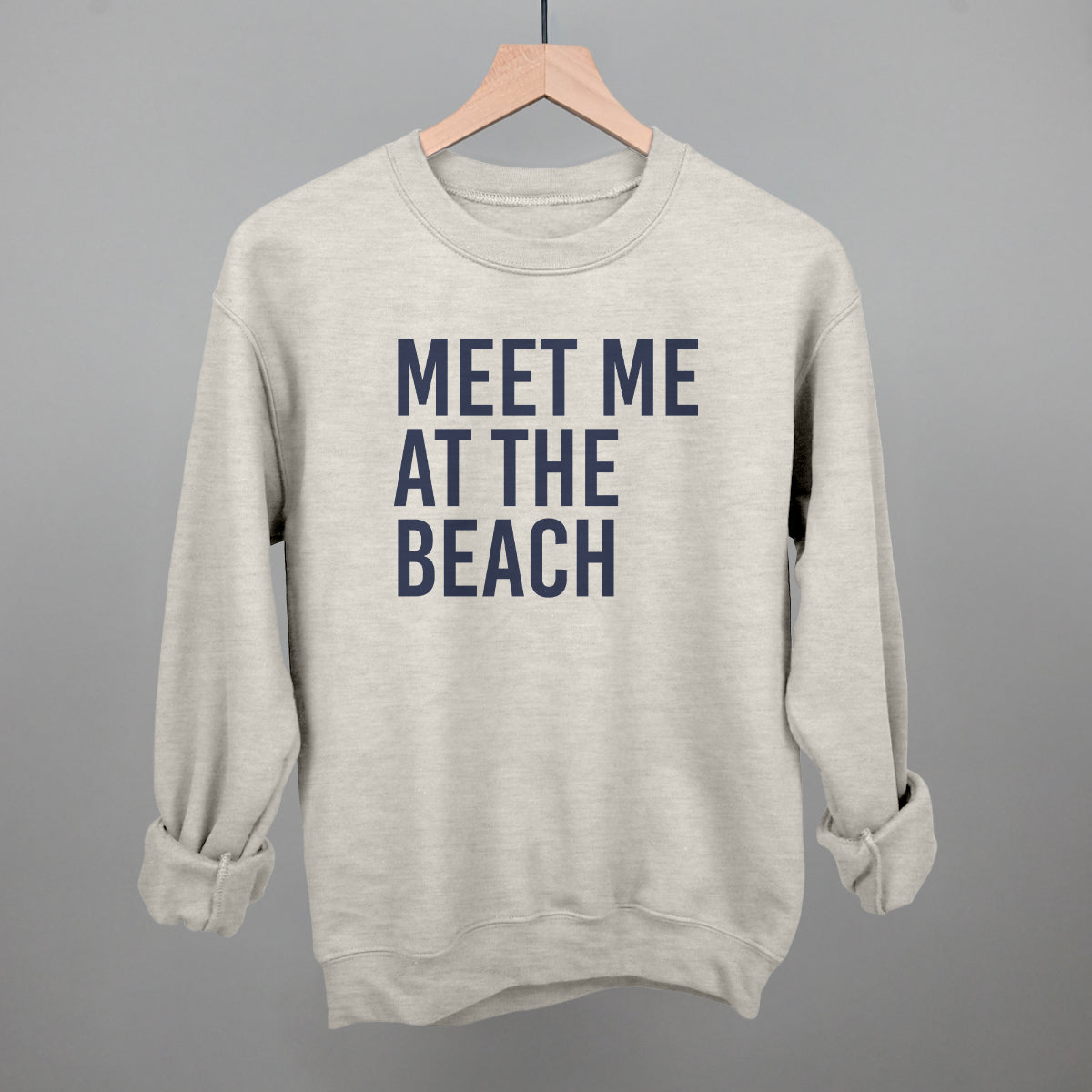 Meet Me At The Beach graphic crewneck sweatshirt in Oatmeal