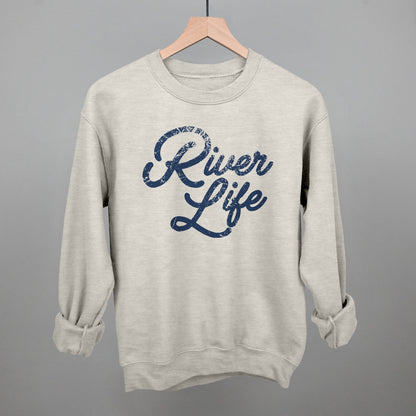 River Life (Distressed Script) Funny Sweatshirt in Oatmeal – Ivy + Cloth