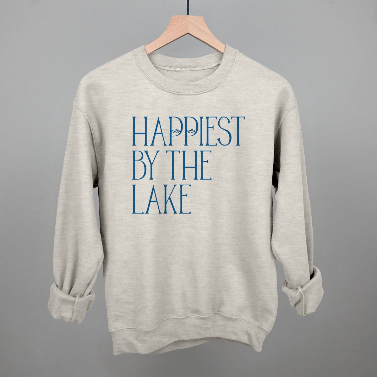 Happiest By The Lake graphic crewneck sweatshirt in Oatmeal