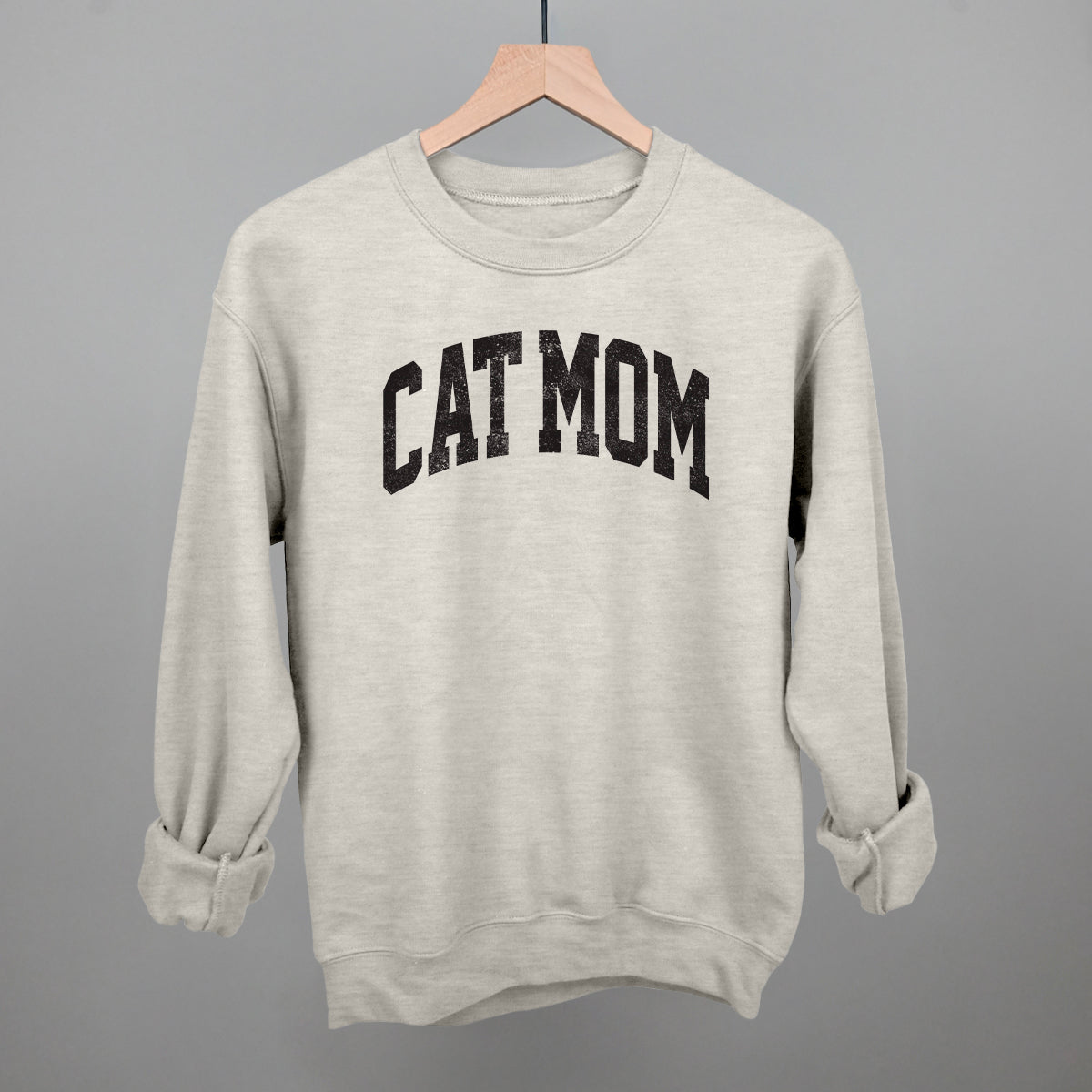 Cat Mom graphic crewneck sweatshirt in Oatmeal