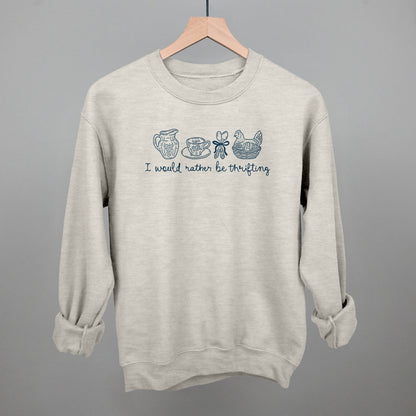 I Would Rather Be Thrifting graphic crewneck sweatshirt in Oatmeal