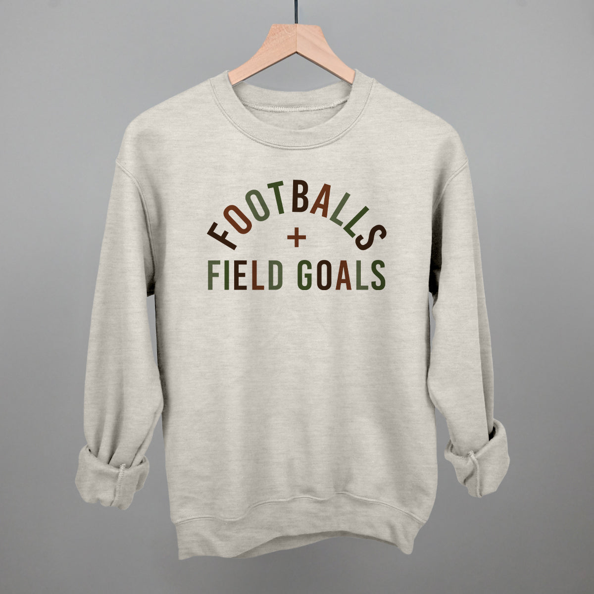 Footballs and Field Goals graphic crewneck sweatshirt in Oatmeal