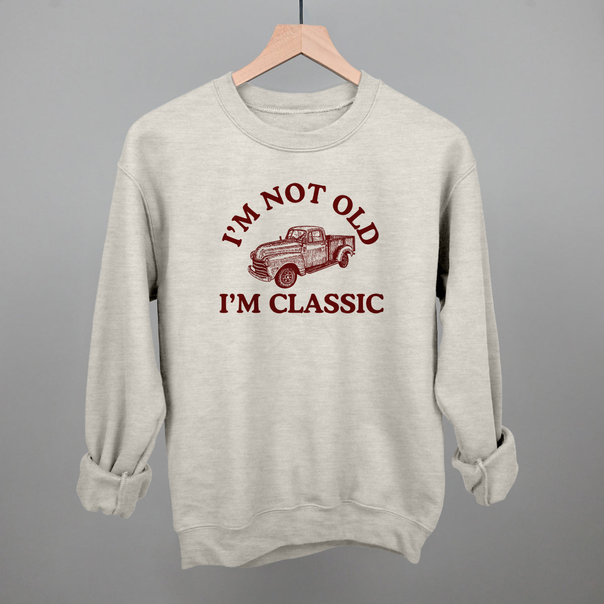 I'm Not Old I'm Classic Truck graphic crewneck sweatshirt in Oatmeal