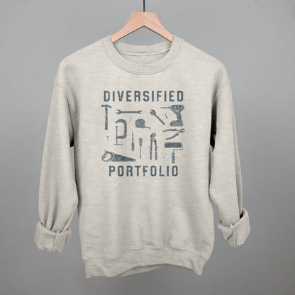 Diversified Portfolio Tools graphic crewneck sweatshirt in Oatmeal