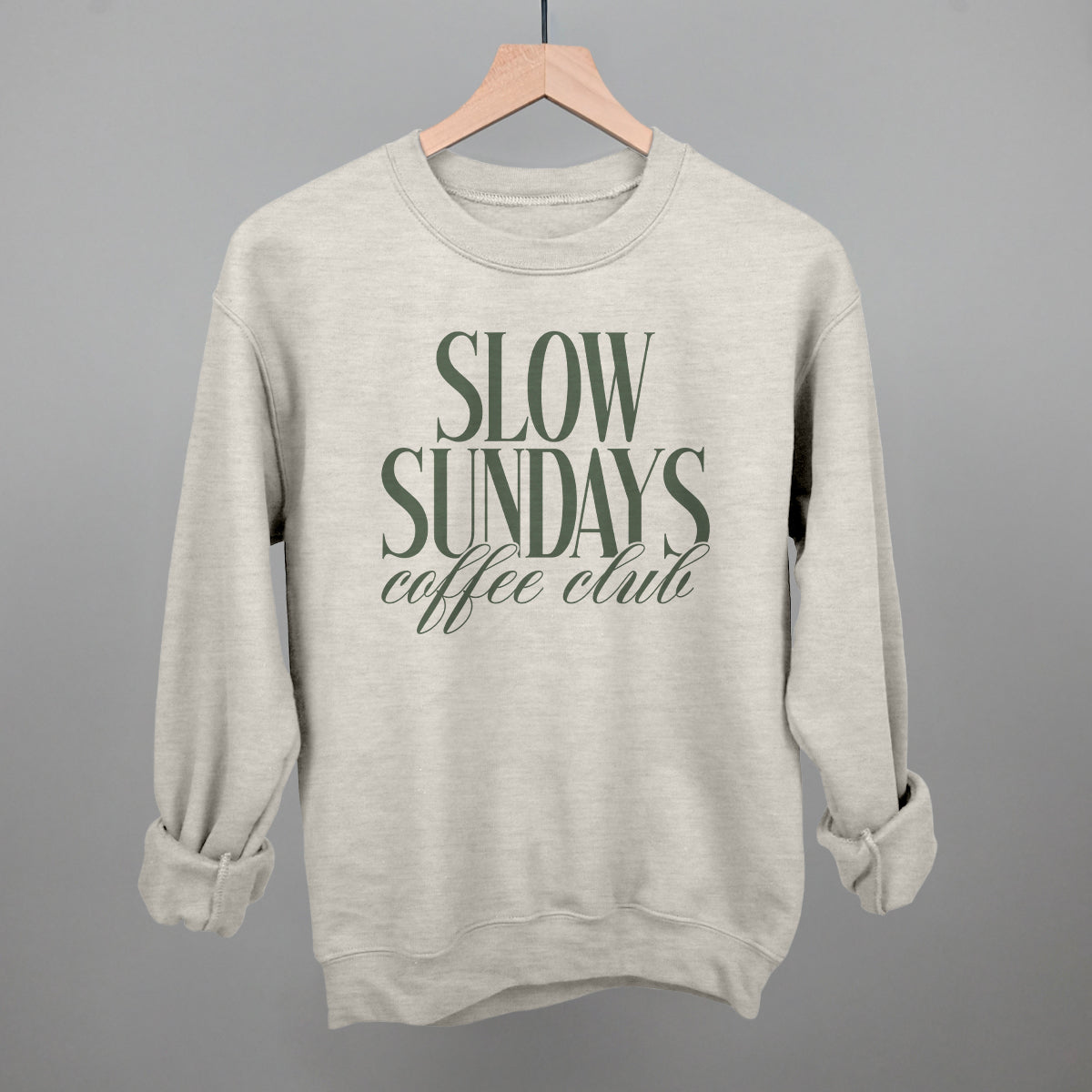 Slow Sundays Coffee Club graphic crewneck sweatshirt in Oatmeal