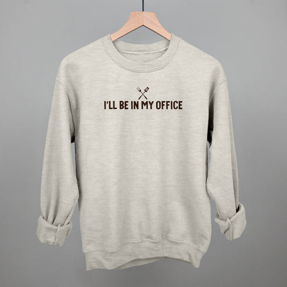 I'll Be In My Office Grilling graphic crewneck sweatshirt in Oatmeal