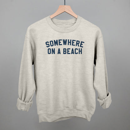 Somewhere On A Beach graphic crewneck sweatshirt in Oatmeal