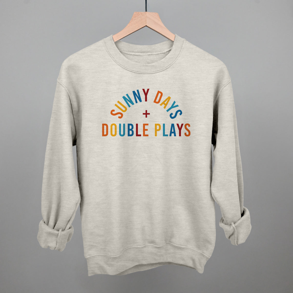 Sunny Days and Double Plays Baseball graphic crewneck sweatshirt in Oatmeal