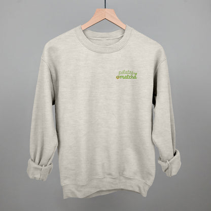 Pilates and Matcha Minimalist graphic crewneck sweatshirt in Oatmeal