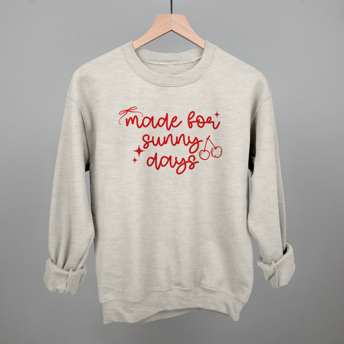 Made For Sunny Days Summer graphic crewneck sweatshirt in Oatmeal