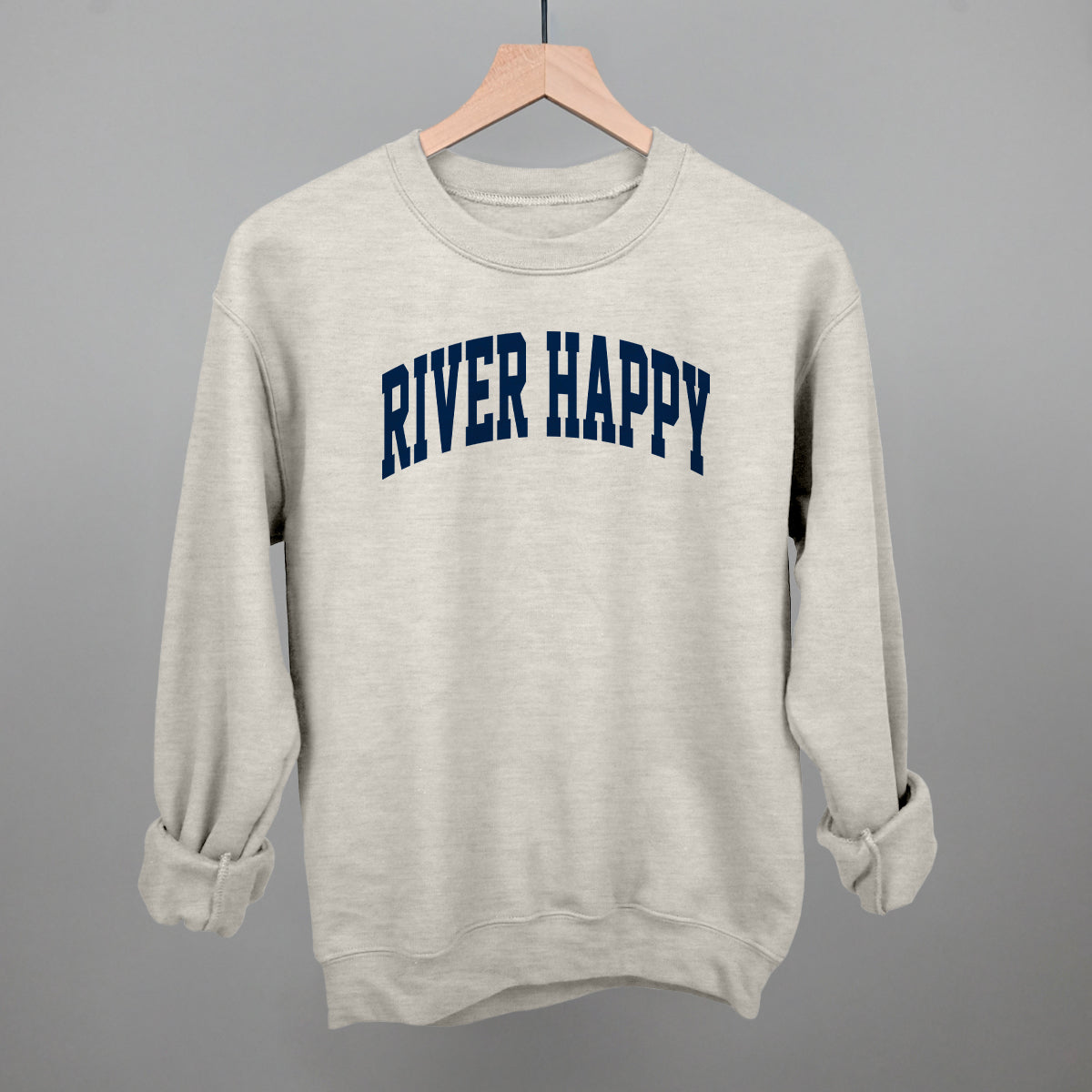 River Happy graphic crewneck sweatshirt in Oatmeal
