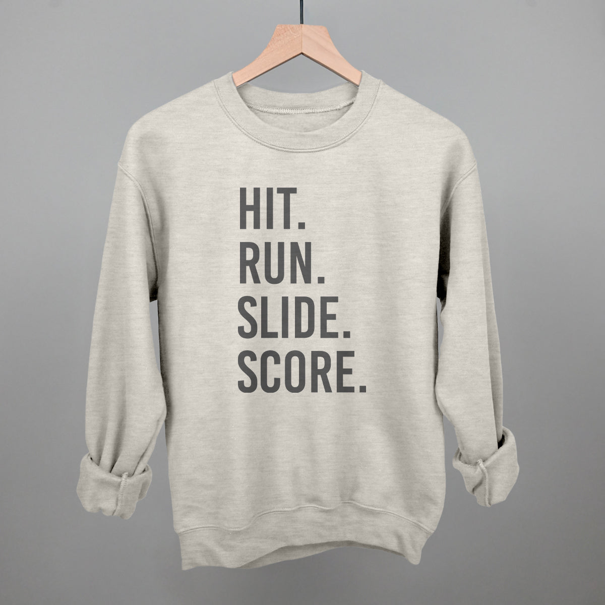 Hit Run Slide Score Baseball graphic crewneck sweatshirt in Oatmeal