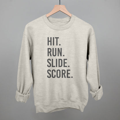 Hit Run Slide Score Baseball graphic crewneck sweatshirt in Oatmeal