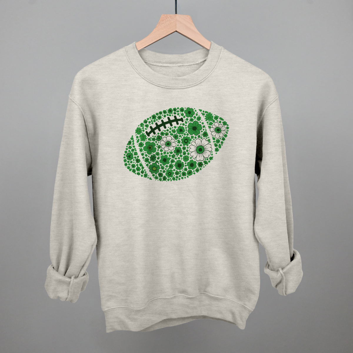 Floral Football Green Funny Sweatshirt in Oatmeal – Ivy + Cloth