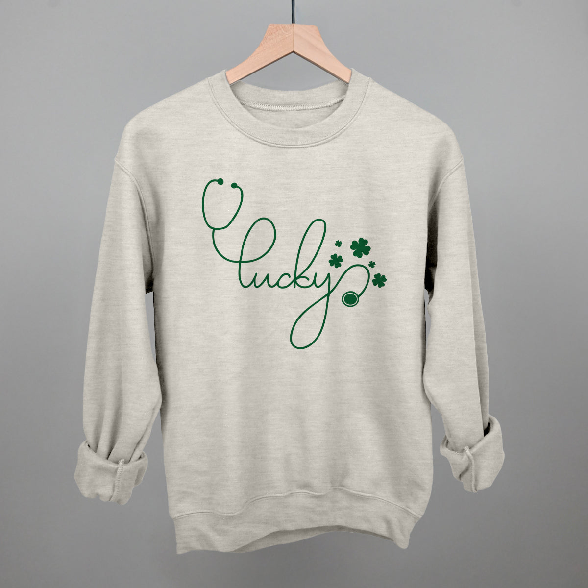 Lucky Script (Stethoscope) Funny Sweatshirt in Oatmeal – Ivy + Cloth