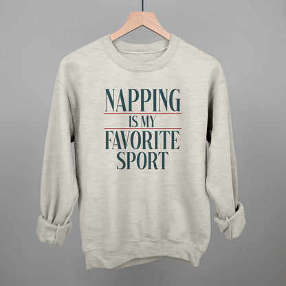 Napping Is My Favorite Sport graphic crewneck sweatshirt in Oatmeal