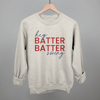 Hey Batter Batter Swing (Red + Navy) Funny Sweatshirt in Oatmeal – Ivy + Cloth