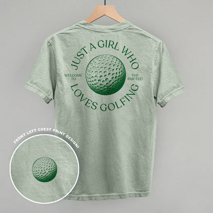Just A Girl Who Loves Golfing (Back Print) Funny Comfort Colors T-Shirt in Bay – Ivy + Cloth