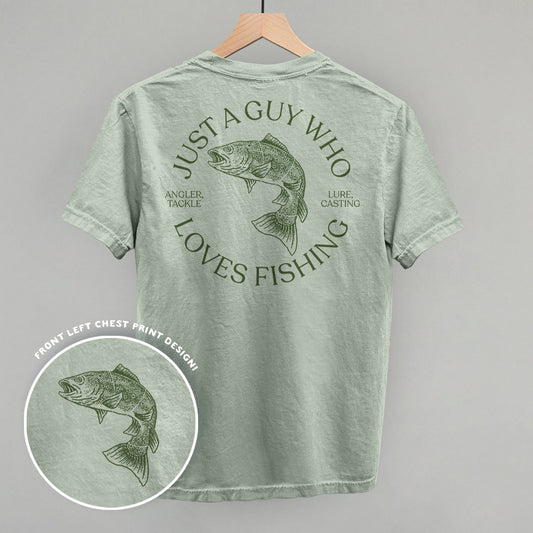 Just A Guy Who Loves Fishing (Back Print) Funny Comfort Colors T-Shirt in Bay – Ivy + Cloth