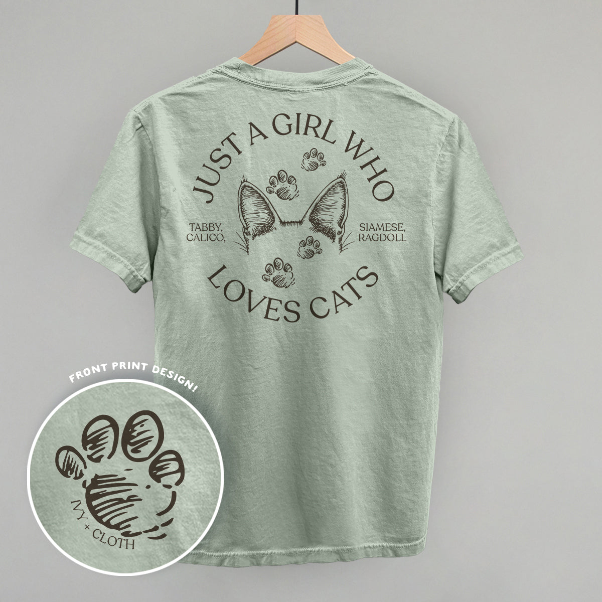 Just A Girl Who Loves Cats graphic top in Bay