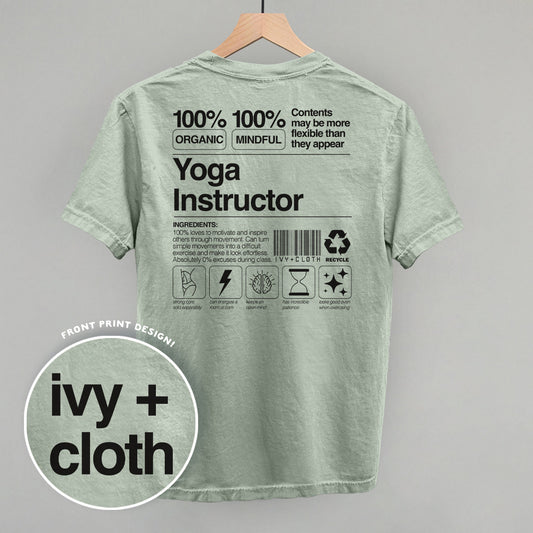 Yoga Instructor Nutrition Facts (Back Print) Funny Comfort Colors T-Shirt in Bay – Ivy + Cloth