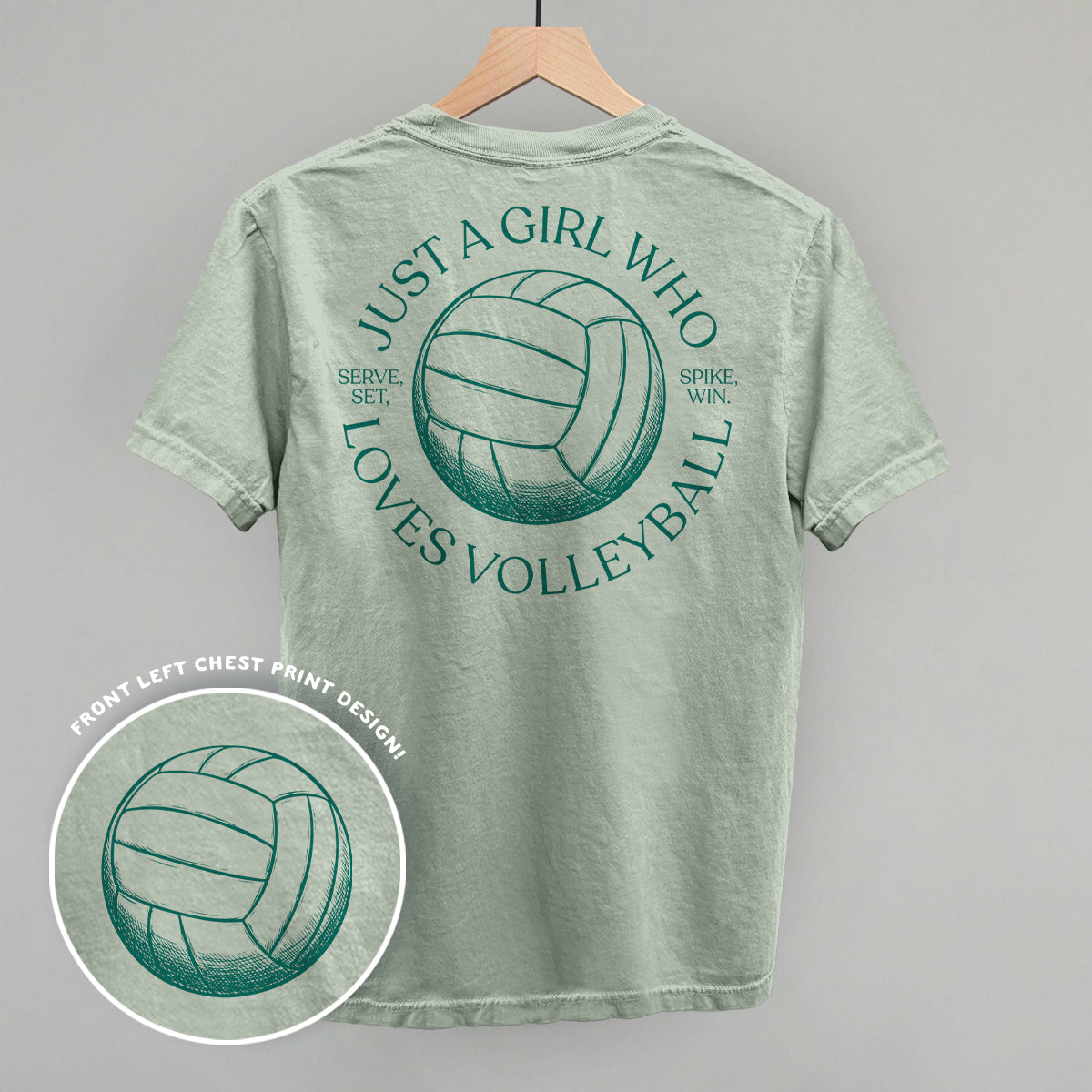 Just A Girl Who Loves Volleyball (Back Print) Funny Comfort Colors T-Shirt in Bay – Ivy + Cloth