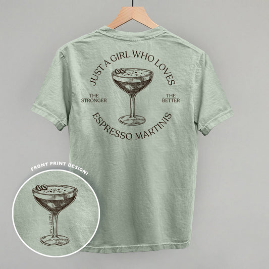 Just A Girl Who Loves Espresso Martinis graphic top in Bay