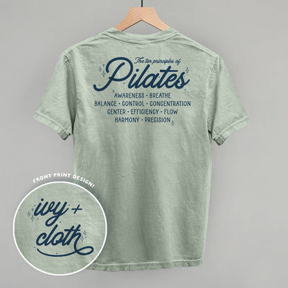 The 10 Principles Of Pilates (Back Print) Funny Comfort Colors T-Shirt in Bay – Ivy + Cloth