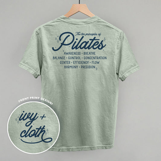 The 10 Principles Of Pilates (Back Print) Funny Comfort Colors T-Shirt in Bay – Ivy + Cloth