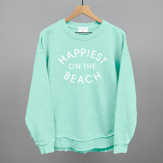 Happiest On The Beach graphic top in Beach Glass