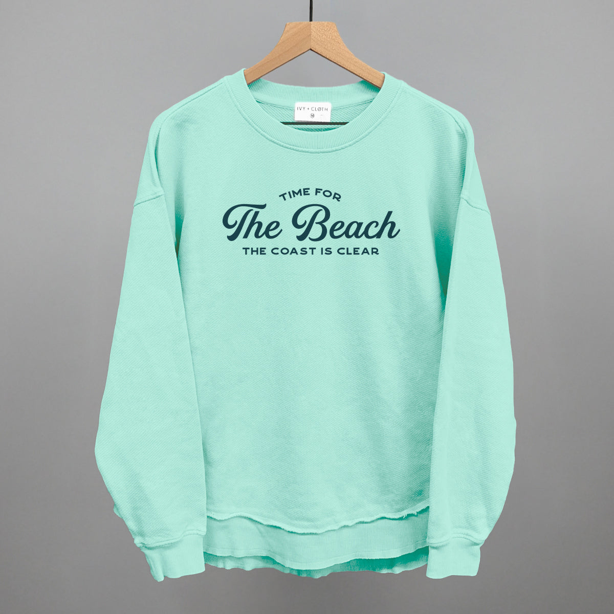 Time For The Beach Funny Oversized Terry Poncho in Beach Glass – Ivy + Cloth