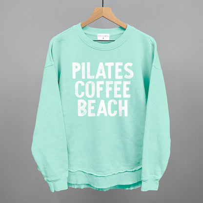 Pilates, Coffee, Beach graphic top in Beach Glass