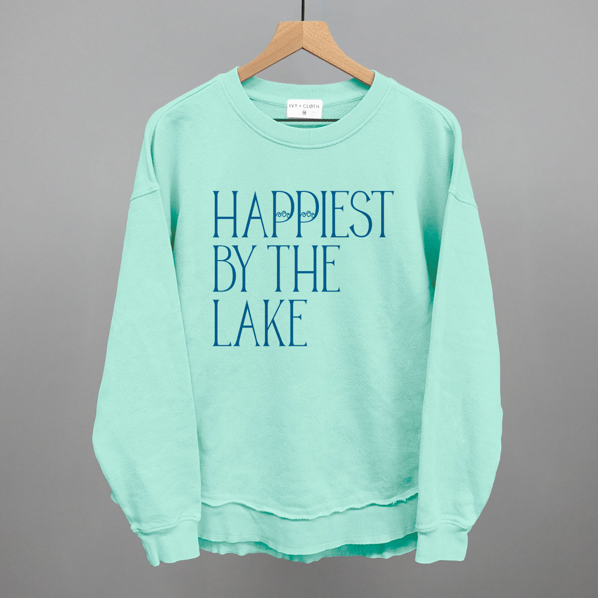 Happiest By The Lake graphic top in Beach Glass
