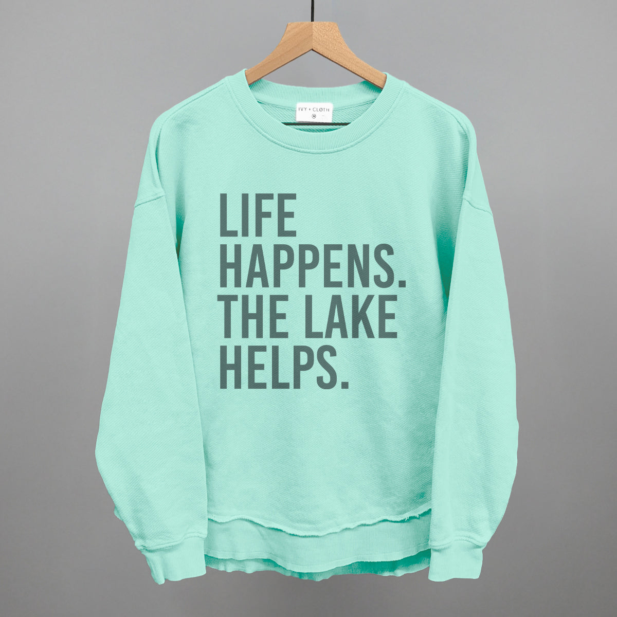 Life Happens. The Lake Helps. Funny Oversized Terry Poncho in Beach Glass – Ivy + Cloth
